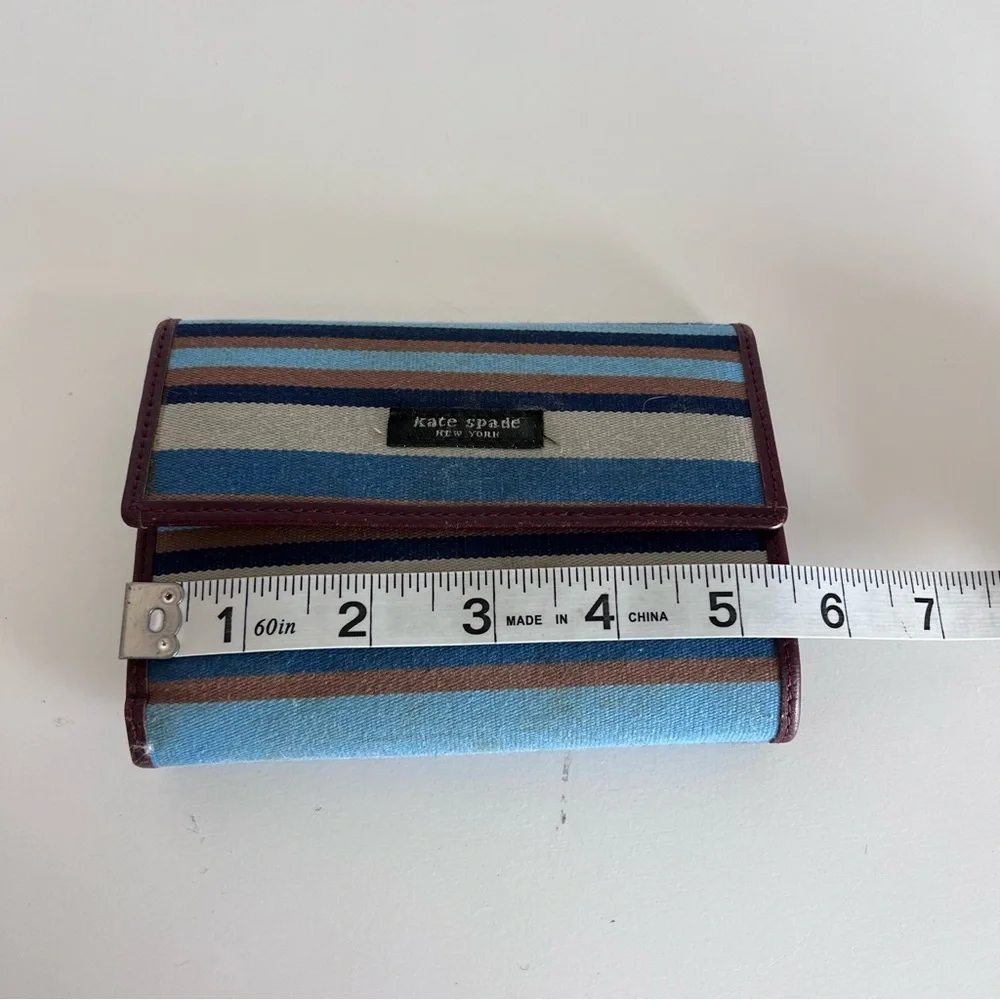 Kate‎ Spade Vintage Tri-fold Blue Brown Striped Wallet